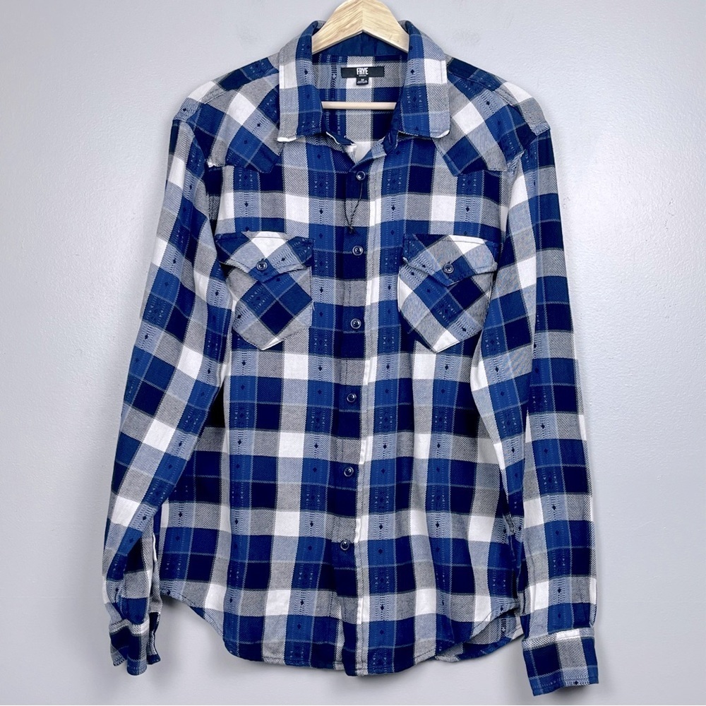 NWOT Frye Men's 100% Cotton Jacquard Flannel Western Shirt Size M; Plaid